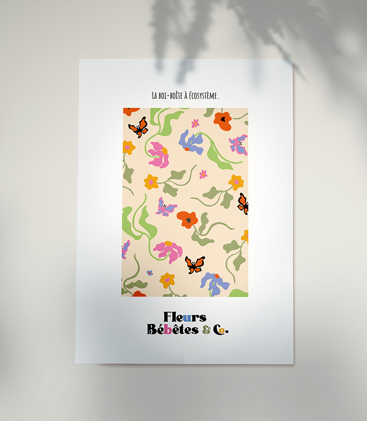 Affiche Fleurs Bébêtes et compagnie réalisé par le studio de Design Éclosion créative par Océane Sarda